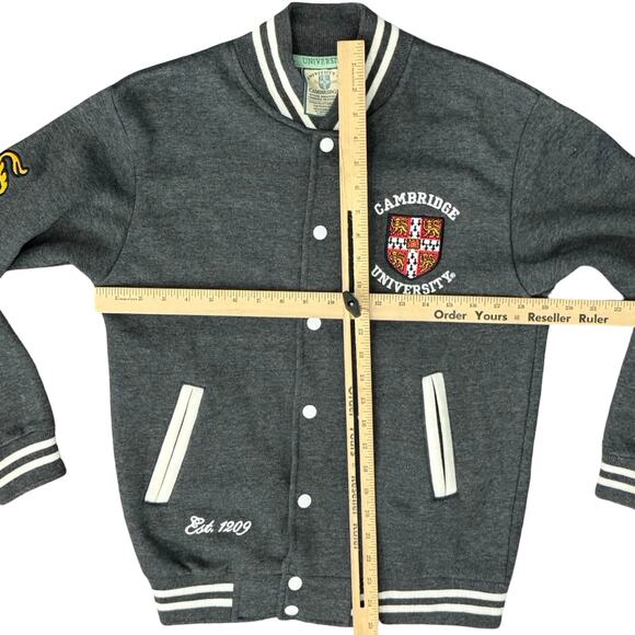 Cambridge University Gray White Trim Lion Letterman Bomber Sweatshirt sz XS - Picture 3 of 11